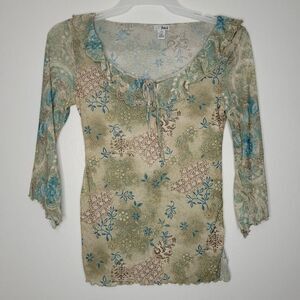 Vintage LEI fairy core grungy ruffle y2k 2000s party boho top size large